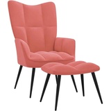 vidaXL Relaxsessel mit Hocker Rosa Samt