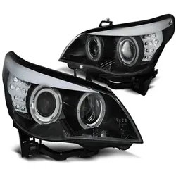 Xenon Scheinwerfer CCFL Angel Eyes für BMW 5er E60 E61 05-07 Schwarz LED Blinker