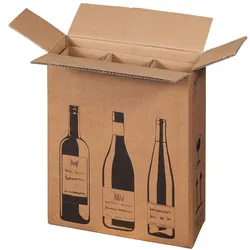 BB-Verpackungen 90 x Flaschenversandkarton für drei Flaschen Wein/ Sekt 3 Flaschen (305 x 108 x 368 mm) PTZ-Zulassung DHL und UPS für Transport und
