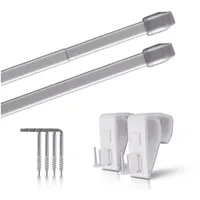 bc-agentur Vitragestangen 2er Pack ausziehbar, 2 Gardinenstangen mit Klemmträger - Befestigung ohne Bohren (Farbe: silber, Größe: 40-60cm)