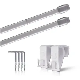 bc-agentur Vitragestangen 2er Pack ausziehbar, 2 Gardinenstangen mit Klemmträger - Befestigung ohne Bohren (Farbe: silber, Größe: 40-60cm)