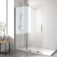 EMKE Duschabtrennung 140x195cm Schiebtür Duschwand Duschtrennwand Nano Beschichtung Dusche Sicherheitsglas Walk in Duschtrennwand Seitenwand eckei...