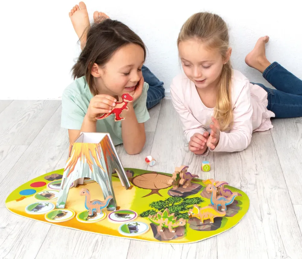Kinderspiel Dino Laufspiel für Kinder ab 4 Jahren mit Dinosaurierfiguren, Würfelspiel - Beleduc Dino Run - Fördert Motorik