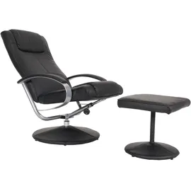 Mendler Relaxsessel N44 Kunstleder 80 x 100 x 80 cm Schwarz mit Hocker
