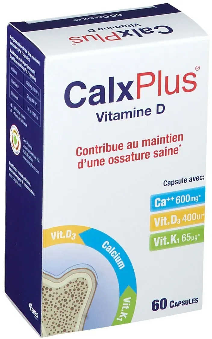 CalxPlus Vitamine D | Botten | Calcium – Vitamine D en Vitamine K 60 St Capsules
