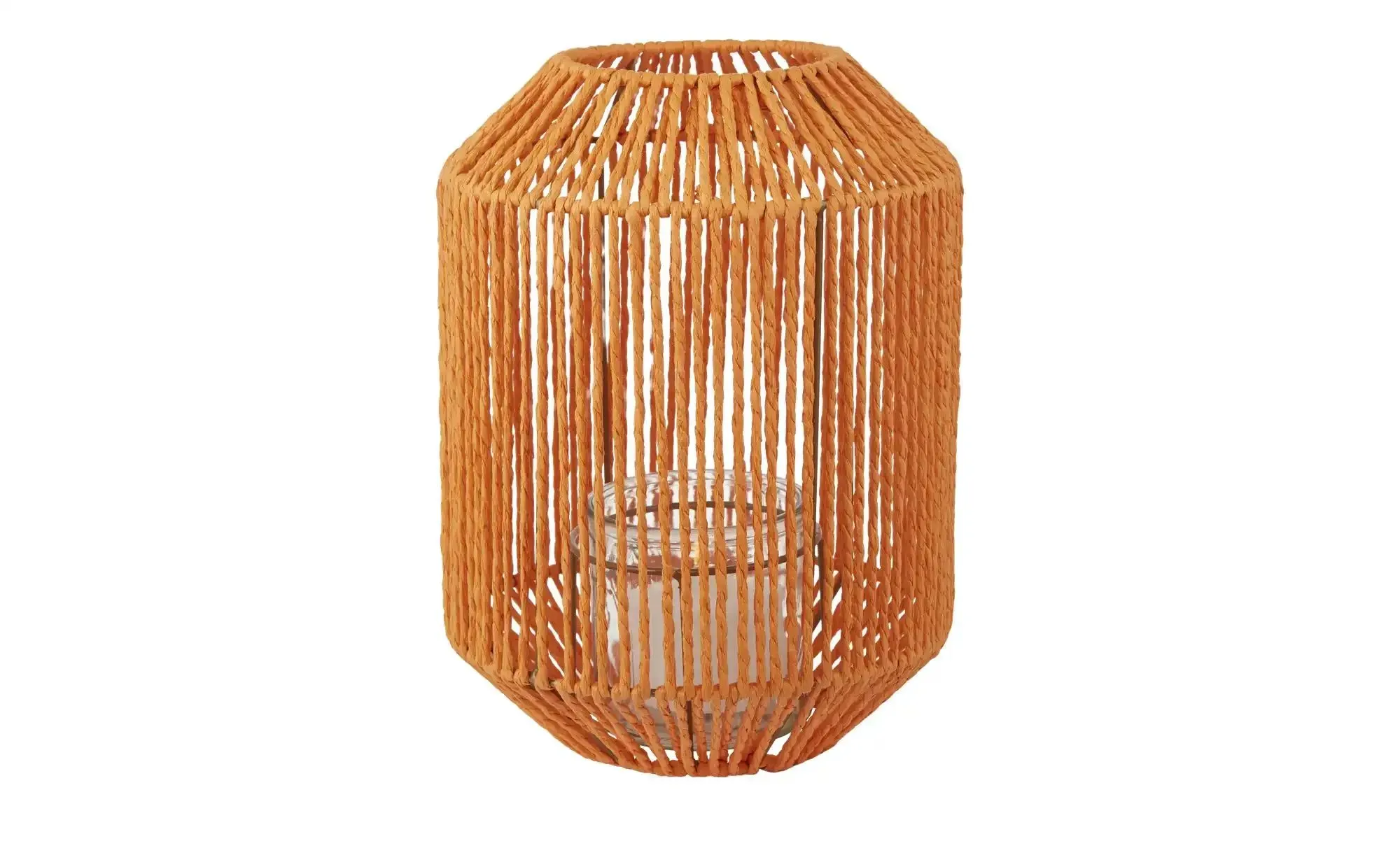 HOME STORY Laterne   , orange , Metall,Glas,Papier , Maße (cm): H: 30  Ø: 22