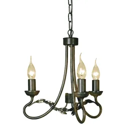Kronleuchter Hängelampe Deckenleuchte Metall Schwarz Gold D36cm Esszimmerleuchte