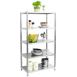 shelfr 5 Ebenen Edelstahl Regal - 61x36x145 Schwerlastregal bis 60kg Metallregal Küche