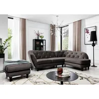 Fun Möbel Ecksofa inkl.Hocker CHARLOTTE in Stoff Matt Velvet