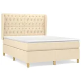 vidaXL Boxspringbett mit Matratze Creme 140x200 cm Stoff