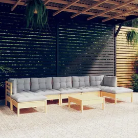 vidaXL Garten-Lounge-Set 8-tlg. grau Kiefernholz