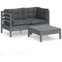 vidaXL 3-tlg Garten-Lounge-Set mit Anthrazit Kissen Kiefernholz Modell 5