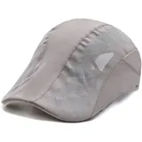 Baynetin Herren Schirmmütze Schiebermütze,Einstellbare Schnell Trocknende Masche Atmungsaktiv Baskenmütze Gatsby Newsboy Flatcap Herren Barett Kappe Cabbie Cap (Hellgrau) - Einheitsgröße