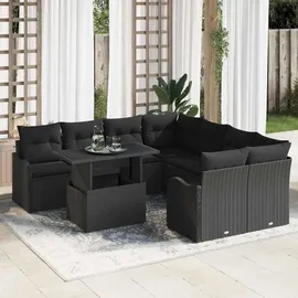 vidaXL Garten-Lounge-Set 9-tlg. schwarz