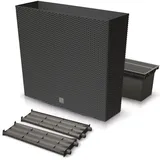 Groß Blumenkasten Rattan Optik Blumentopf Anthrazit 77x23x68 cm Balkonkasten