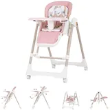 Chipolino Kinderhochstuhl 2 in 1 Milk Shake, verstellbar, Babyschaukel, Räder rosa