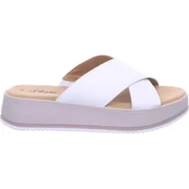 s.Oliver Damen Pantolette mit Kreuzbandage und bequemem Keilabsatz 5-27262-44, Größe:41 EU, Farbe:Weiß - 41