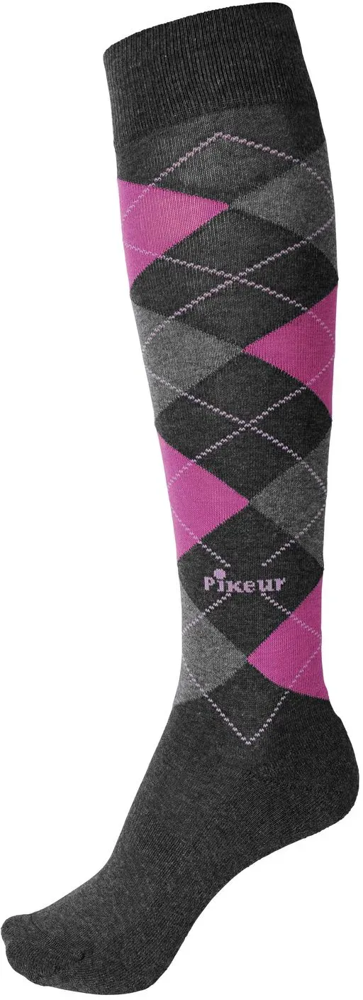 PIKEUR Reitsocken anthracite melange/grey melange/berry 44-46