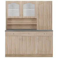 WIHO KÜCHEN Küchenbuffet Linz 150 x 50 x 180 cm BRAUN