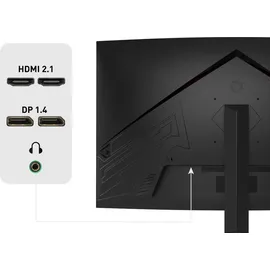 Odys Gaming Monitor XP32-X - 32 Zoll (80 cm), Curved (1500R), 180 Hz, WQHD (2.560x1.440 px), 1 ms Reaktionszeit (MPRT), HDR, FreeSync/G-Sync komp., Eye Care, HDMI, DP, 3,5mm Audio