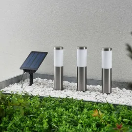 LINDBY Lexiane LED-Solarlampen, 3er-Set, Edelstahl