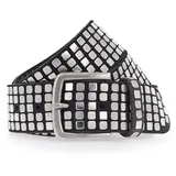 B.belt Quinn Leder schwarz/silber 85 cm