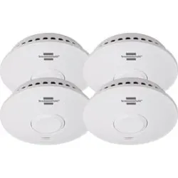 Brennenstuhl Funk-Rauchwarnmelder RM L 3101 4er Set / Vernetzbare Rauchmelder mit 10 Jahres Batterie (vernetzbar mit bis zu 40 Rauchmeldern, inkl. Befestigungsmaterial, geprüft nach DIN EN 14604)