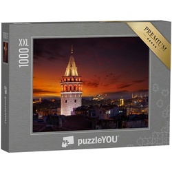 puzzleYOU Puzzle Puzzle 1000 Teile XXL „Erleuchteter Galata-Turm, Istanbul, Türkei“, 1000 Puzzleteile, puzzleYOU-Kollektionen Türkei