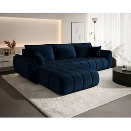 cornero Eckcouch Velours 3-Sitzer Dunkelblau