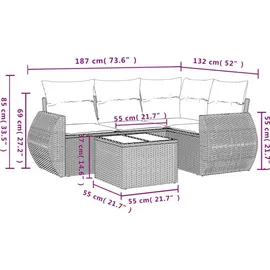 vidaXL Gartensofa-Set 5-tlg. schwarz