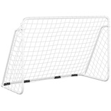 vidaXL Fußballtor mit Netz Weiß 366x122x182 cm Stahl