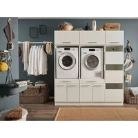 Möbelando Waschmaschinenumbauschrank >LAUNDREEZY< in weiß - 185x200x67,5 (BxHxT)