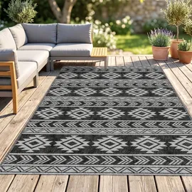 Outsunny Outdoorteppich 182 x 274 cm, wasserdichter Teppich, PP Teppich, Balkonteppich Grau, für Terrasse, Camping Aosom.de