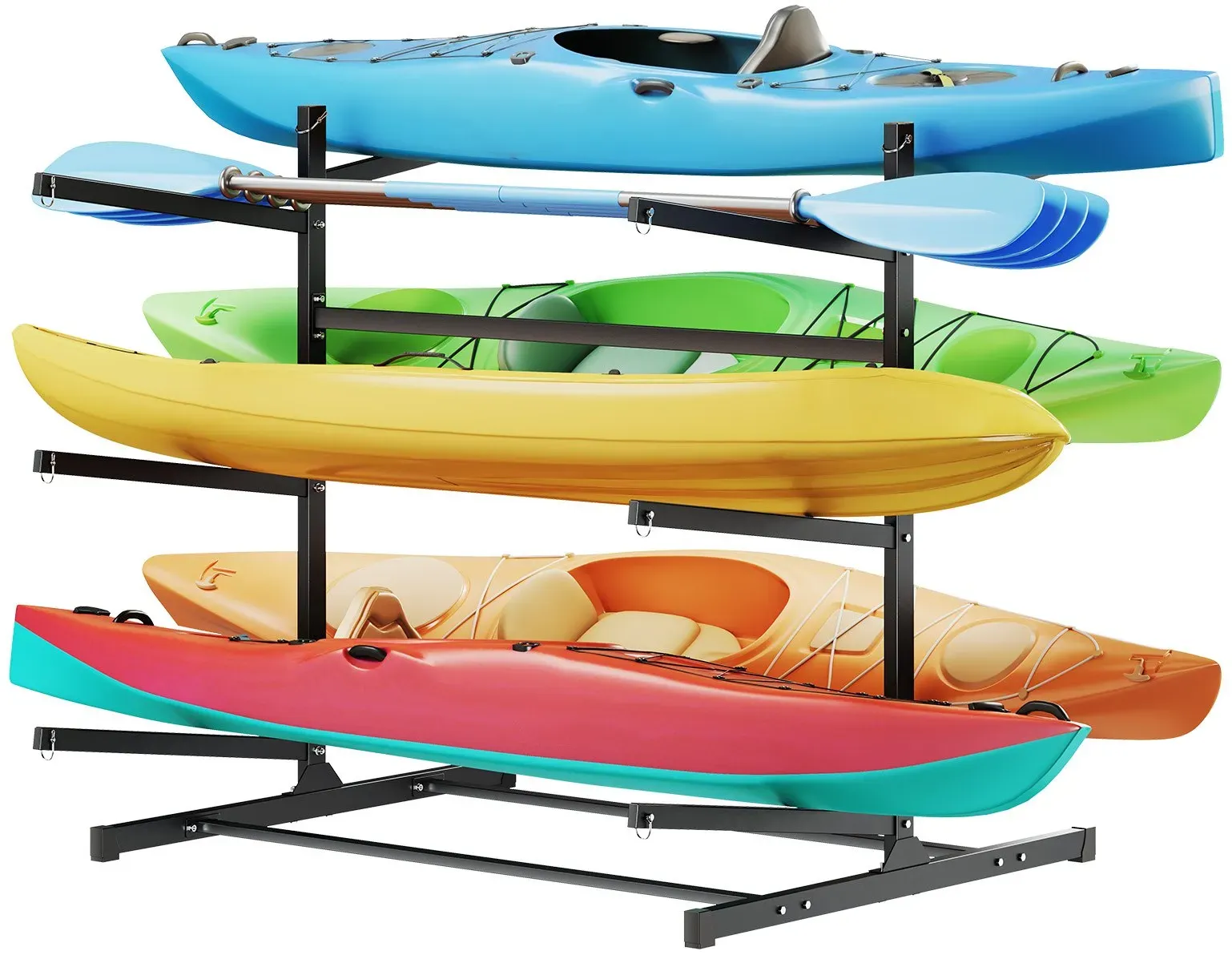 VEVOR Freistehendes Kajak-Aufbewahrungsregal für 6 Kajaks/Kanus/Surfbretter/Paddleboards, Kajakständer für den Außen- und Innenbereich, Robuster Einstellbarer Kajakhalter 180 kg Aufbewahrungsständer