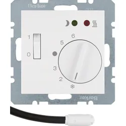 Berker 20341909 Fußbodentemp.-Regler m. Schließer, Z.-Stk., Wippsch., S.1/B.x polarweiß, matt