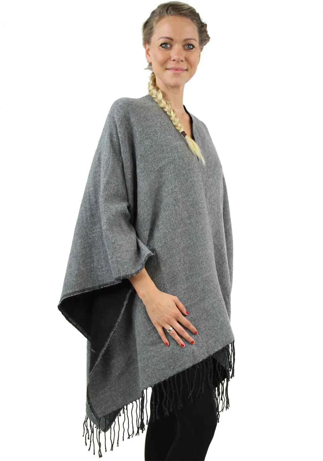 Antonio Wohlfühl-Poncho Damen Winter - grau