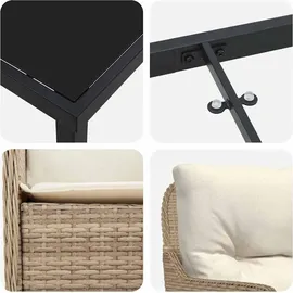 vidaXL 5-teiliges Garten-Ess-Set mit Kissen in Beige Poly Rattan 3380170