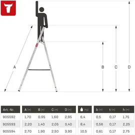 Stier Stehleiter Premium Klappleiter 6 Stufen