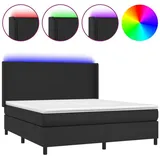vidaXL Boxspringbett mit Matratze & LED Schwarz 160x200 cm Kunstleder