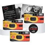 Einwegkamera-Bundle mit Novocolor APM401010 Einweg-Filmkameras mit 27 Belichtungen x3 und Clikoze Einweg-Fotografie-Tipps Karte