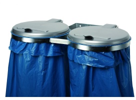 VAR Doppel Abfallsammler stationär, für zwei mal 120 Liter Abfallsäcke, verzinkt, ME-Deckel verzinkt