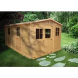 TIMBELA Gartenhaus Holz M337+M337G 14,94 m2 mit Fenstern und Boden