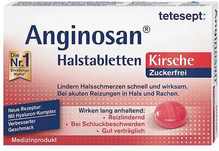 Tetesept Anginosan Halsbonbons Kirsche Zuckerfrei 20 Tabletten