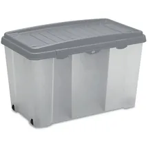 CASARIA Aufbewahrungsbox 120l mit Deckel Rollen Trennwände stapelbar transparent Kunststoff BPA-frei XXL Rollbox Kunststoffbox Büro Spielzeug Grau