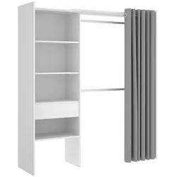 Dmora Kleiderschrank Wetterhorn, Struktur für begehbaren Kleiderschrank, offene Garderobe, 160 x 50 x 205 cm, Weiß und Grau