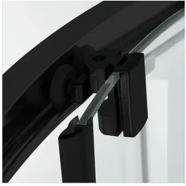 SANOTECHNIK Austin Komplettdusche mit Schiebetür 90 x 215 cm schwarz Sicherheitsglas