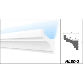 heximo LED Stuckleisten klassisch, XPS Styropor indirekte Beleuchtung Wand & Decke Stuckleisten für Wand-Deckenverkleidung (1,7 Meter HLED 3)
