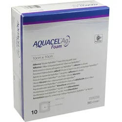 Aquacel Ag Foam adhäsiv 10x10cm Verband