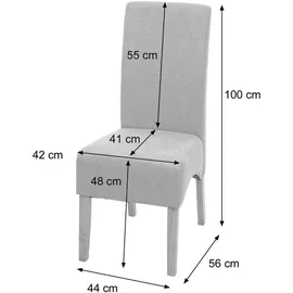 chefgastro Esszimmerstuhl gepolstert 100x44x56cm Sitzhöhe 48cm Stoff/Textil Dunkelgrau helle Beine Küchenstuhl Stuhl
