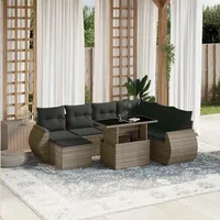 Gecheer 8-TLG. Gartenlounge Set Rattan, Balkonlounge, Terrassen Sofa Wetterfest, Loungemöbel Outdoor, Lounge Sofa Gartenmöbel, Polyrattan Gartensofa Lounge, Kissen, Poly Rattan